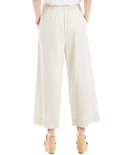 Max Studio Drawstring Crop Linen-blend Pant In White