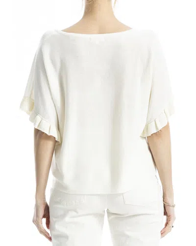 Max Studio Flutter Sleeve Linen-blend Top In White