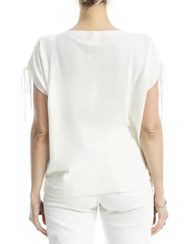 Max Studio Drawstring Sleeve Linen-blend Top In White