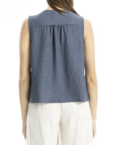 Max Studio Pleated Button-front Blouse In Gray