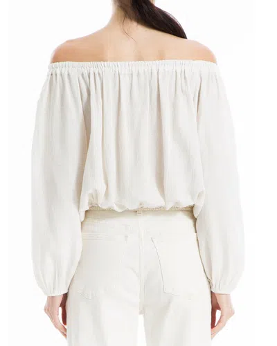 Max Studio Boho Bubble Hem Linen-blend Blouse In White
