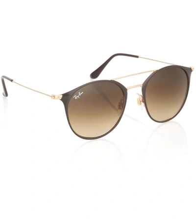 Shop Ray Ban Rb3546 Round Sunglasses In Brown