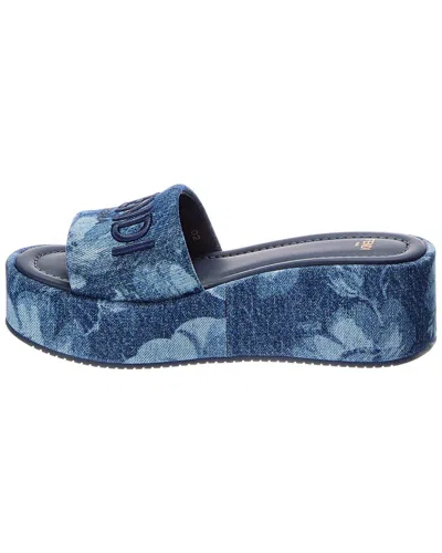 Fendi Sunshine Denim Platform Sandal In Blue