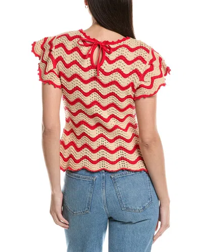 Ellen Tracy Flutter Sleeve Pointelle Sweater In Multi
