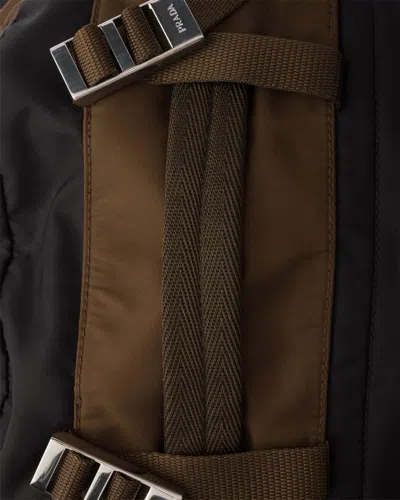 Prada Re-nylon And Saffiano Leather Backpack In Brown
