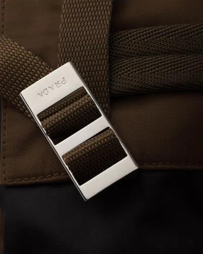 Prada Re-nylon And Saffiano Leather Backpack In Brown