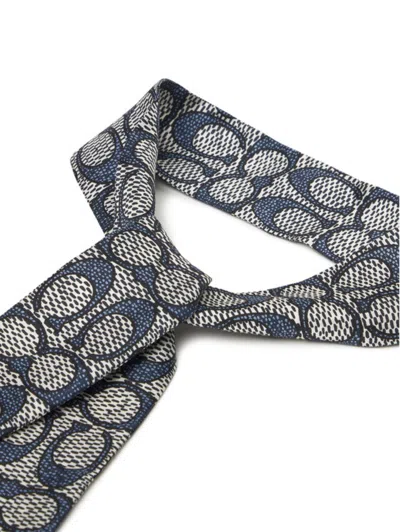 Coach Pattern Silk Scarf In Green