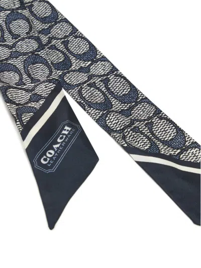 Coach Pattern Silk Scarf In Green
