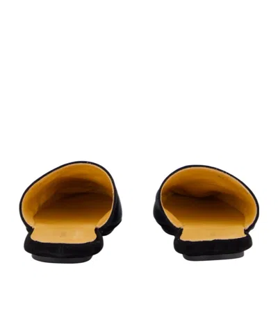 Tom Ford Flat Leather Slippers In Black
