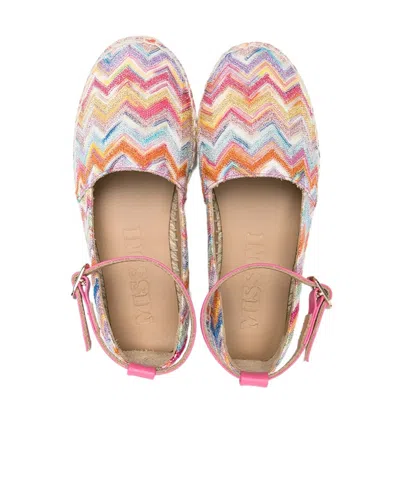 Missoni Zigzag Ankle Strap Ballerinas In Multi