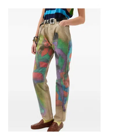 Versace Printed Straight Jeans In Multi