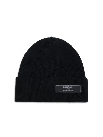 Balmain Berretto Con Patch Logo In Black