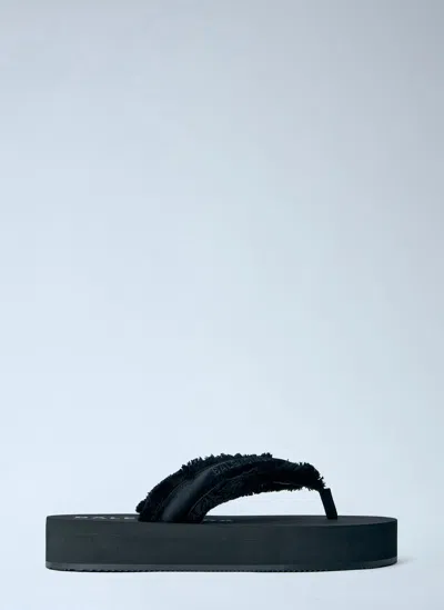 Balenciaga Fringed Strap Logo Embroidered Sandals For Women In Black