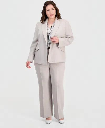 Kasper Plus Size Notched-lapel Single-button Blazer In Gray