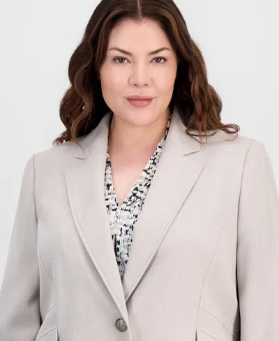 Kasper Plus Size Notched-lapel Single-button Blazer In Gray