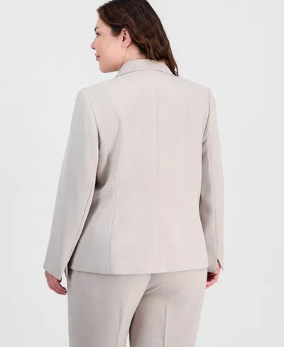 Kasper Plus Size Notched-lapel Single-button Blazer In Gray