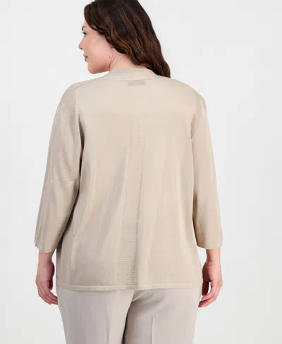 Kasper Plus Size Open-front Cardigan In Neutral