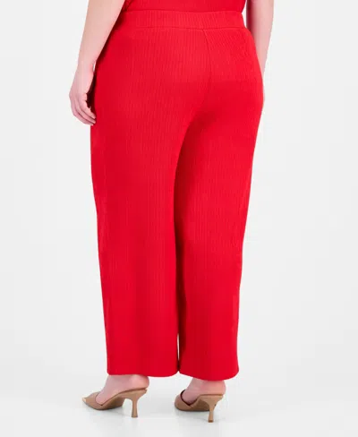 Anne Klein Plus Size Pull-on Wide-leg Pants In Red
