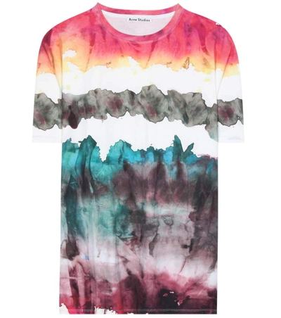 Acne Studios Olga Oil Tee In Abstract, Green, Ombre & Tie Dye, Red. In Female