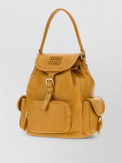 Miu Miu Leather Bucket Backpack Top Handle Design