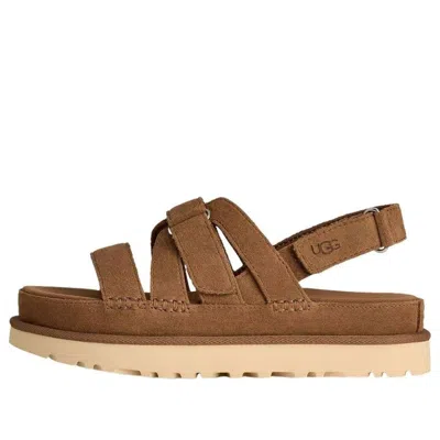 Ugg Goldenstar Flat Slingback Suede Sandals In Brown