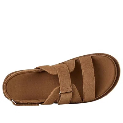 Ugg Goldenstar Flat Slingback Suede Sandals In Brown