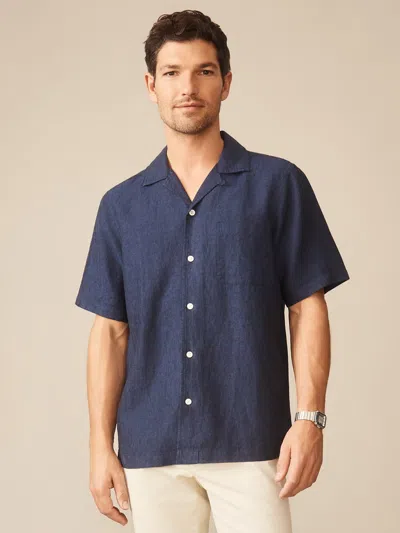 J.mclaughlin Men's Montauk Linen Shirt Navy In Blue