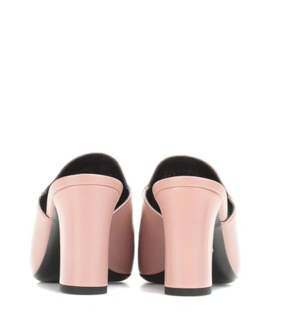 Shop Gucci Princetown Leather Mules In Crystal Piek