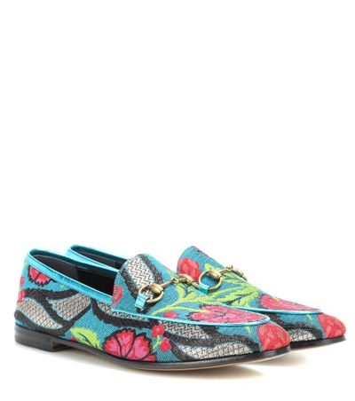 Gucci Jordaan Floral Jacquard Loafers In Blue
