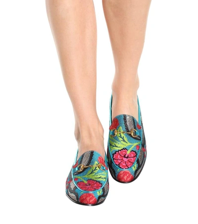Shop Gucci Jordaan Brocade Loafers In Multicoloured