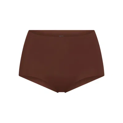 Skims Womens Cocoa High-rise Stretch-cotton Boy Shorts
