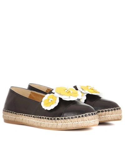 Prada Leather Espadrilles In Black