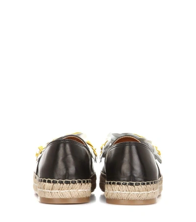 Shop Prada Leather Espadrilles In Black