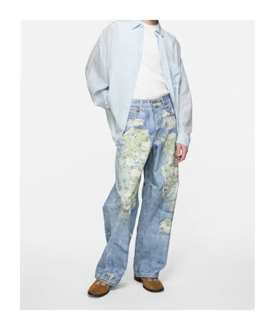 Acne Studios Striped Oversized Shirt In Multi