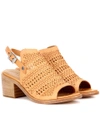 Rag & Bone Wyatt Mid-heel Leather Sandals In Eatural Wovee