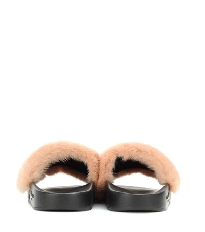 Shop Givenchy Fur Slip-on Sandals In Neutrals