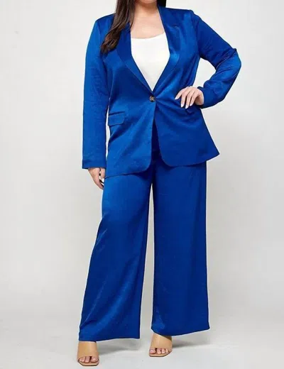 Ellison Power Play Wide Leg Plus Pant In Royal Blue In Animal Print ...