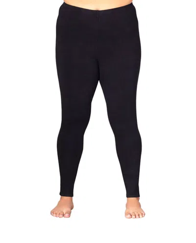 On The Plus Side Plus Size Solid Cotton Capri Leggings In Black In Black