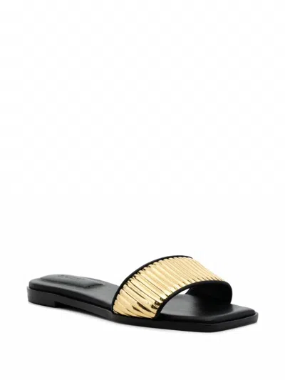 Simkhai Carter Metallic Slide Sandals In Black