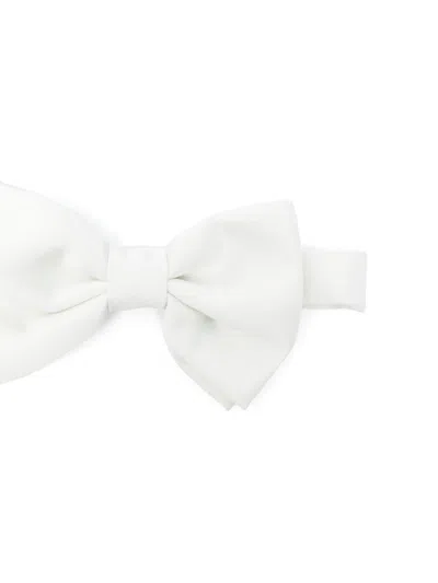 Corneliani Pearl White Bow Tie With Adjustable Strap  In White