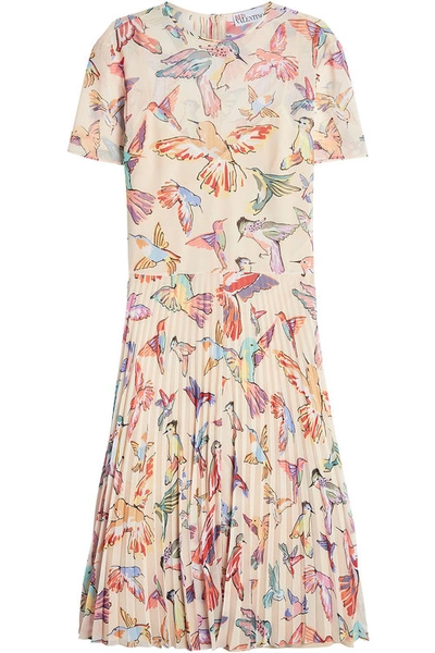 Red Valentino Printed Dress With Pleated Skirt In Multicolored