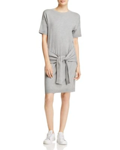 Vince Short Sleeve Tie-waist Sweater Dress, Gray In Steel