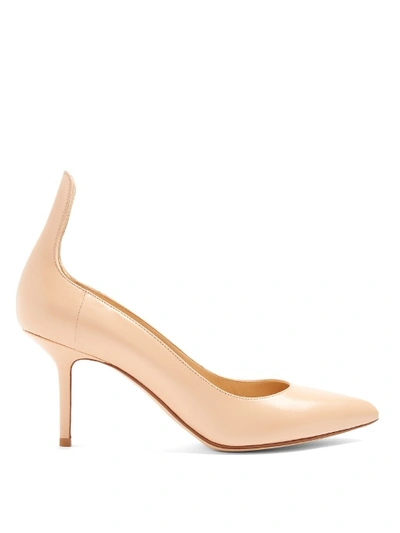 Francesco Russo Point-toe Leather Pumps In Champagne-nude