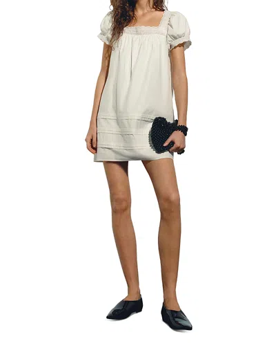 Reformation Joliette Eyelet Trim Puff Sleeve Minidress In White