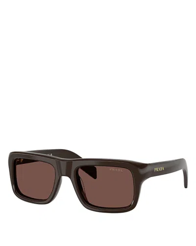 Prada Cigar Acetate Rectangular Sunglasses In Brown