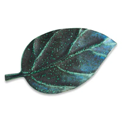 L'objet Cenote Medium Leaf Platter In Blue