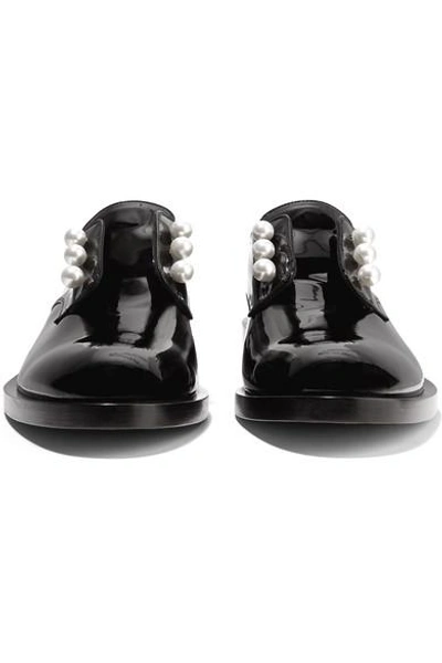 Shop Givenchy Faux Pearl-embellished Patent-leather Brogues