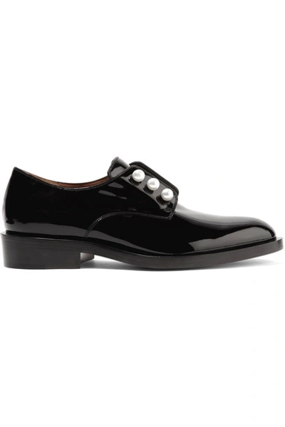 Shop Givenchy Faux Pearl-embellished Patent-leather Brogues