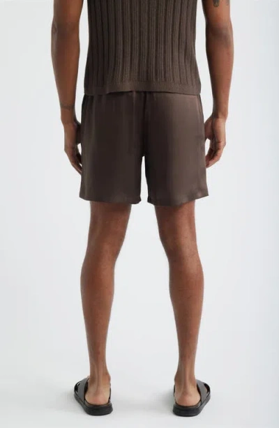 Open Edit Satin Drawstring Shorts In Brown
