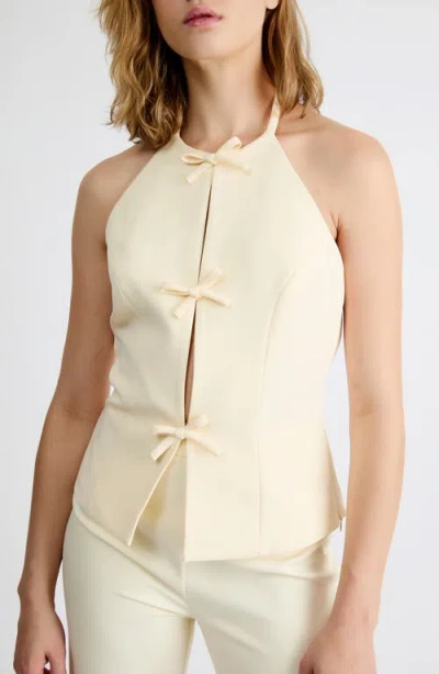 Extro & Vert Imogen Bow Lined Halter Top In Yellow